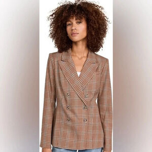 PAIGE women’s Londyn blazer size medium bronze dust multi plaid print NEW